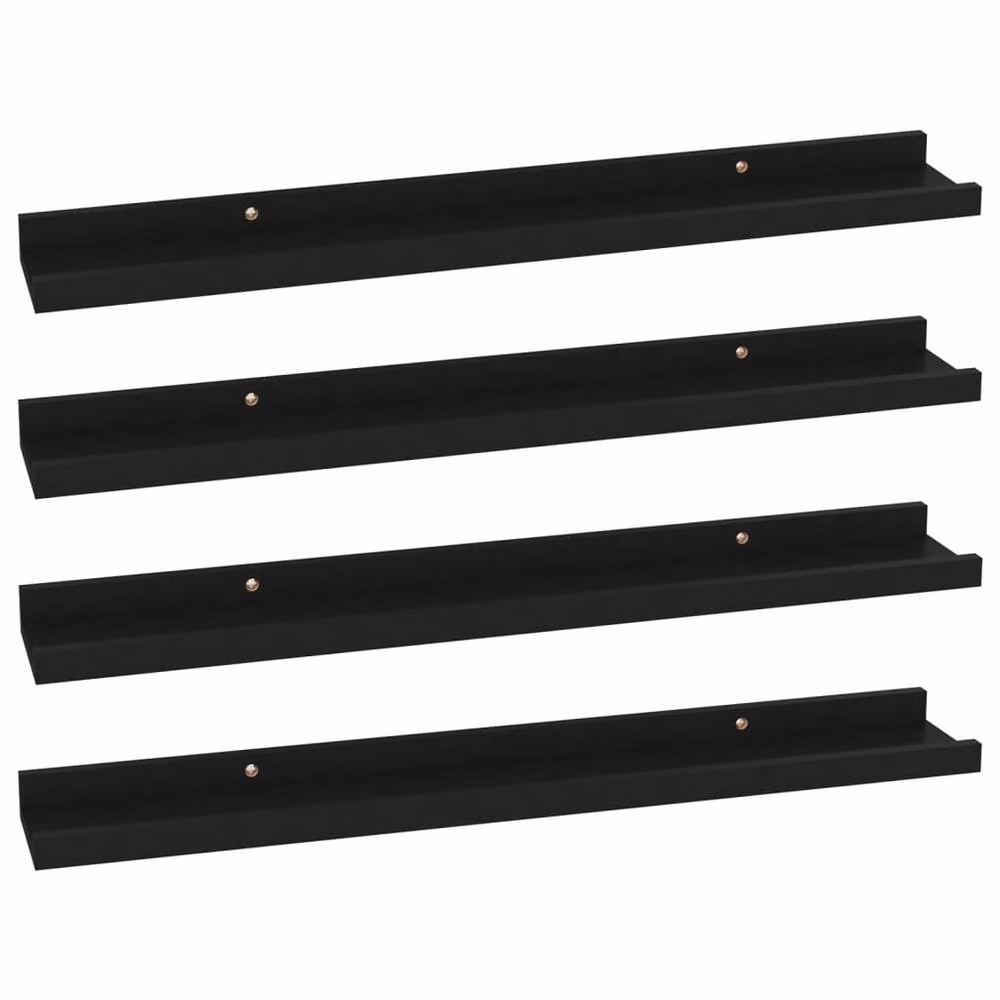 Berkfield Home Decorative Wall Shelves, 4 Piece Set, Black, W: 60 cm, D: 9 cm, H: 3 cm – 3