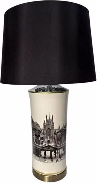 Havendro Modern Ceramic Table Lamp with Black Fabric Drum Shade – 1