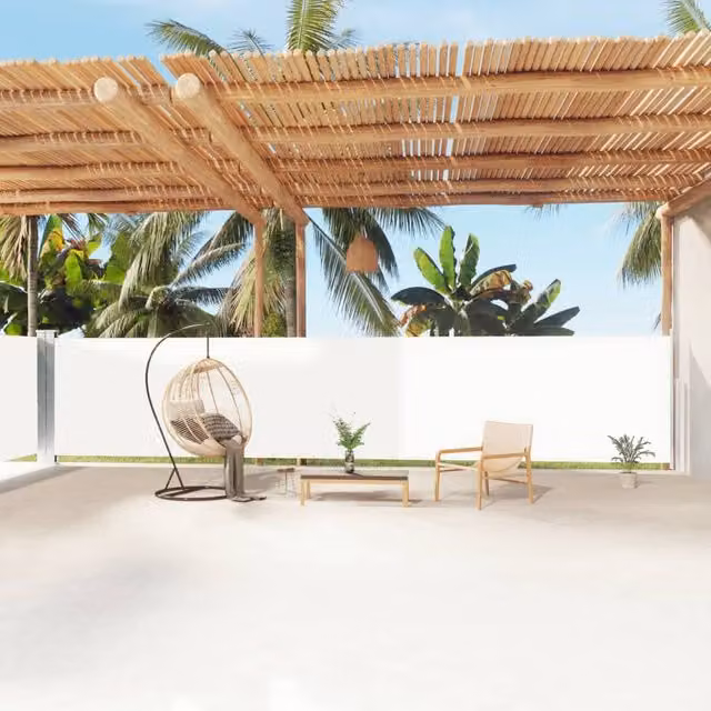 Berkfield Home Retractable Side Awning in Beige Polyester, W/H: 1200 x 160 cm