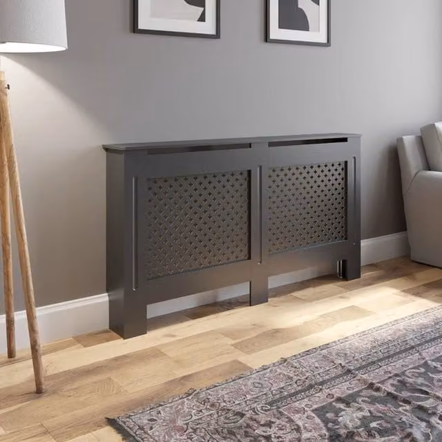 Temprazo Adjustable MDF Radiator Cover in Anthracite Grey, W: 2120 mm, H: 1520 mm