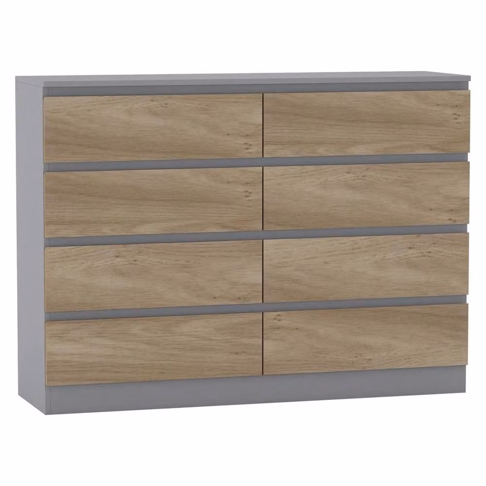 FORGEVIO Modern 8 Drawer Chest in Grey and Light Oak – 2