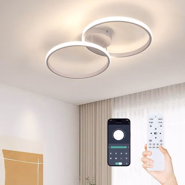 Pheashine Modern Round LED Ceiling Light in White with Remote Control