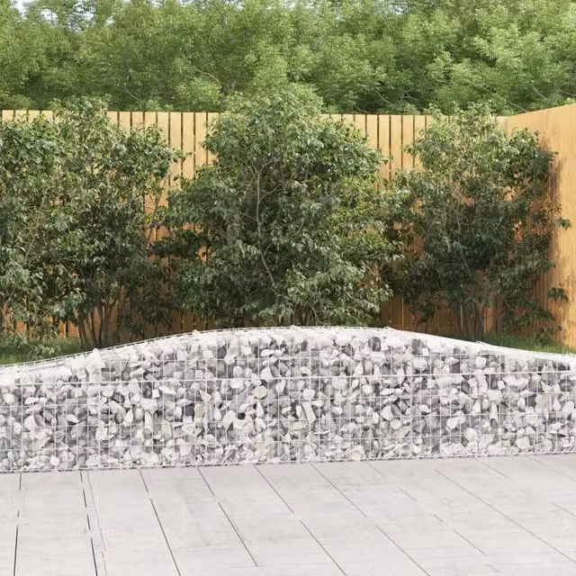 Berkfield Home Arched Gabion Baskets, 3 Piece Set, Silver Galvanised Steel, W: 400 cm, D: 50 cm, H: 40-60 cm – 1