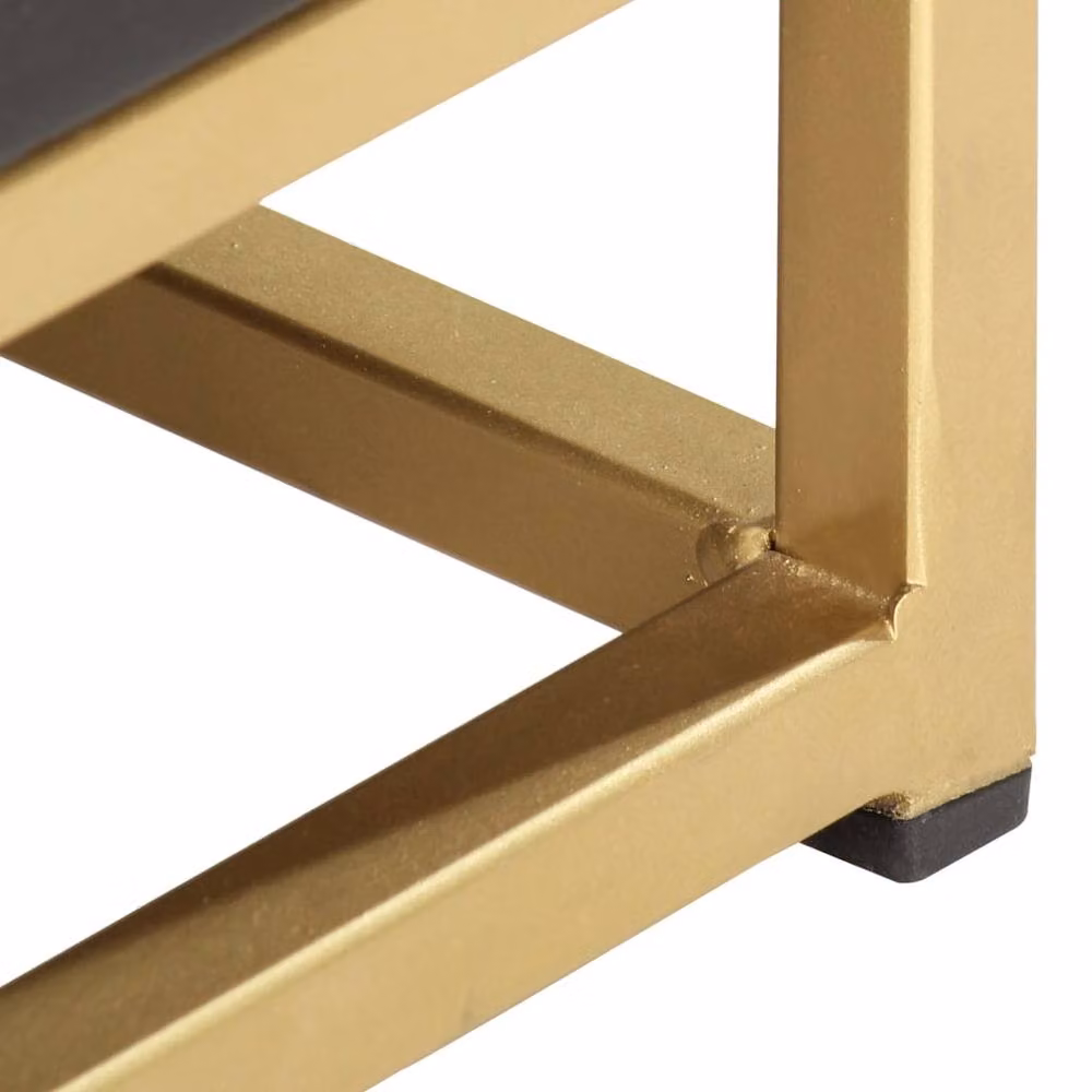 Berkfield Home Black and Gold Solid Mango Wood Bedside Cabinet W/D/H: 40 x 30 x 50 cm – 3