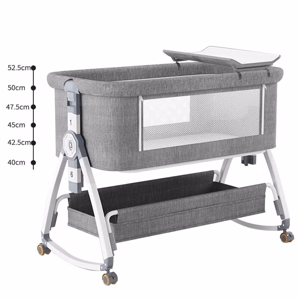 NESTLUNE 3-in-1 Baby Bedside Crib Sleeper Bassinet in Grey – 2