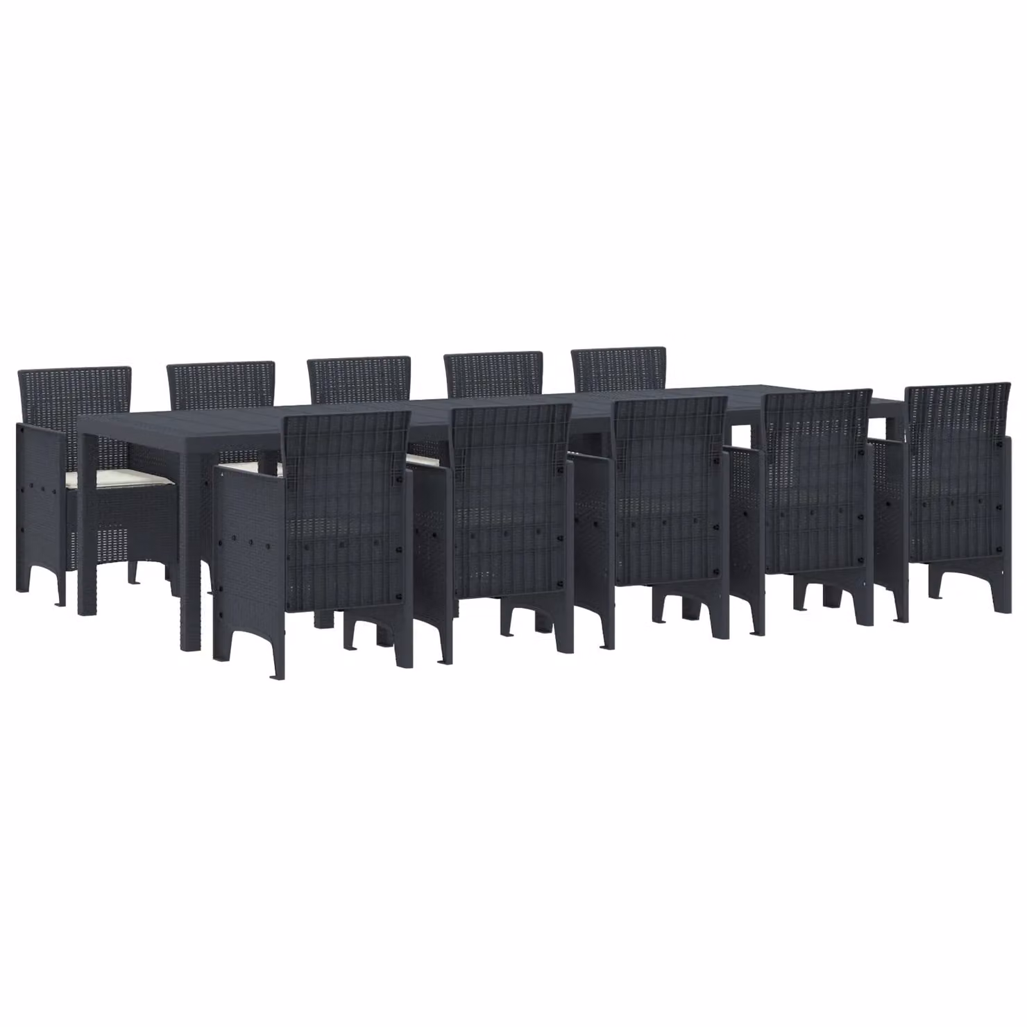 Berkfield Home 11 Piece Anthracite Poly Rattan Garden Dining Set with Cushions – 2