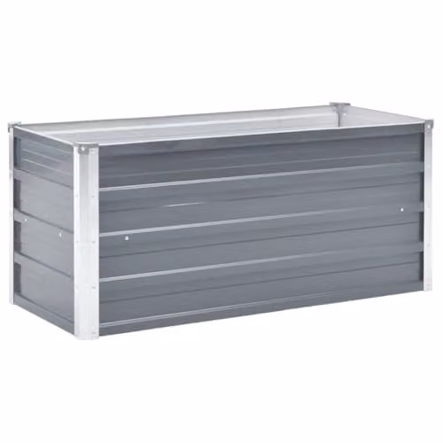 vidaXL Galvanised Steel Raised Bed Planter, Grey, W: 100 cm, D: 40 cm, H: 45 cm – 1
