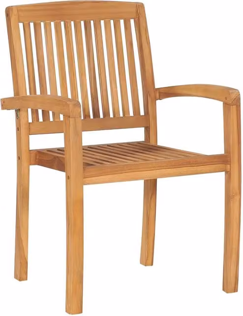 Berkfield Home Set of 8 Stacking Garden Chairs in Brown Solid Teak Wood