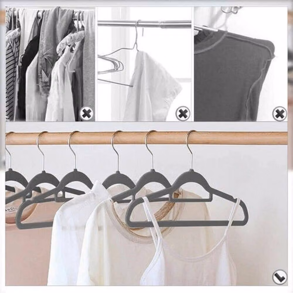 Pawnora Non-Slip Velvet Flocked Space-Saving Clothes Hangers, Grey, 80 Pieces – 4