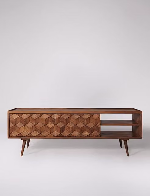 Swoon Terning Retro Acacia Wood 2 Door TV Unit in Brown
