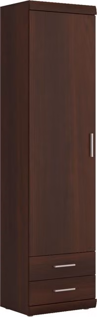Furniture To Go Imperial Tall Narrow Cabinet with 1 Door and 2 Drawers in Dark Mahogany Brown