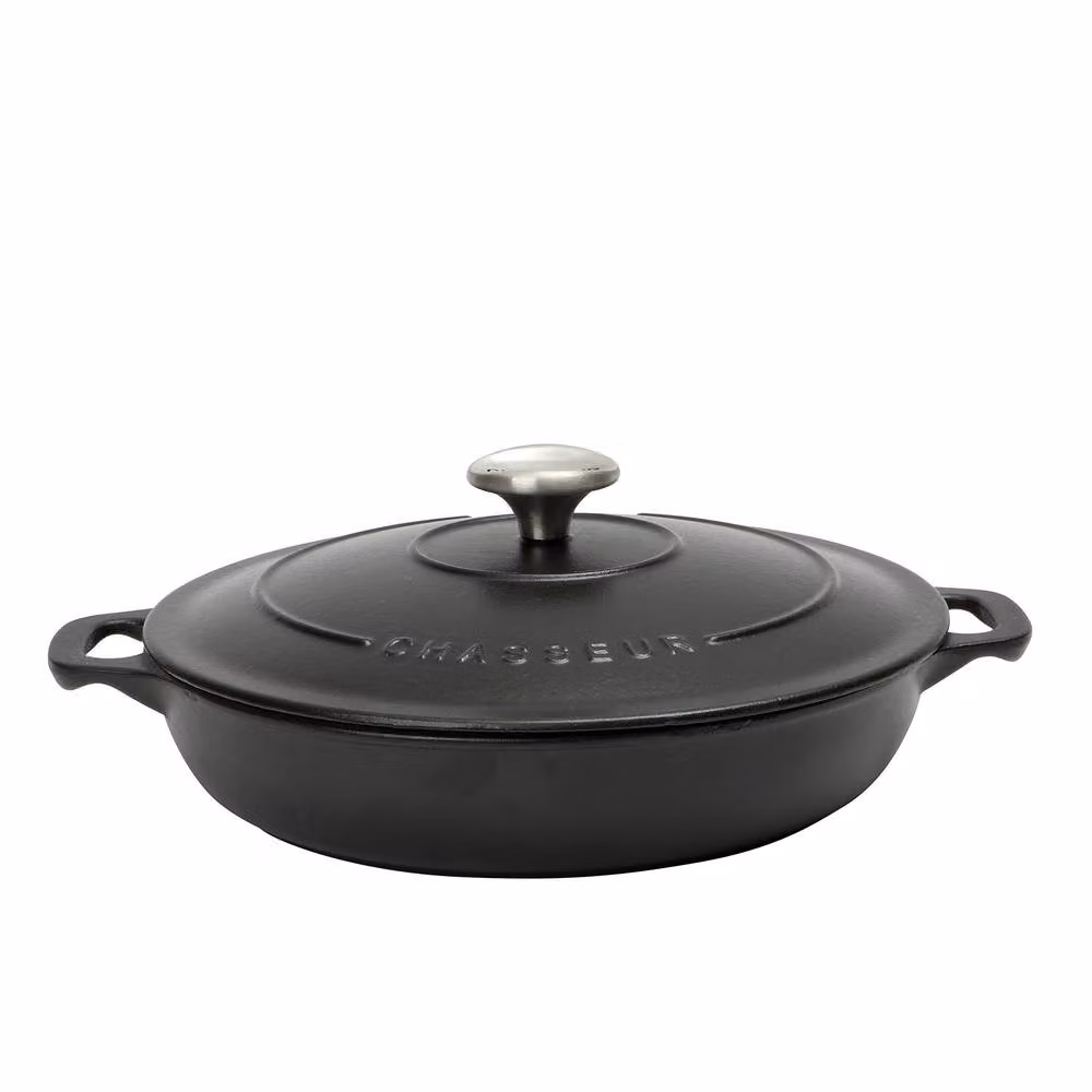 Chasseur Matt Black Enamelled Cast Iron Serving Casserole, 30 cm – 2