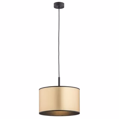 Netlighting Karin Cylindrical Fabric Pendant Ceiling Light in Gold and Black