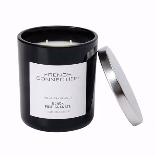 French Connection Black Collection Scented Jar Candle, Black Pomegranate, 270g – 2