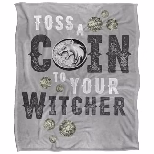 The Witcher Toss A Coin To Your Witcher Super Soft Microfibre Throw Blanket, White, W/D/H: 152 x 127 cm – 1