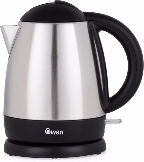 Swan SK31020N Brushed Stainless Steel Jug Kettle, 1 Litre, Silver and Black, 2000W with Auto Shut-off – 1