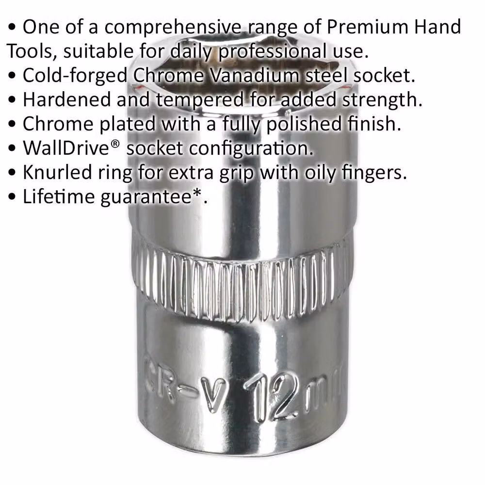 Loops 12mm Forged Steel Drive Socket 3/8 inch Square Drive in Silver Chrome Vanadium – 2