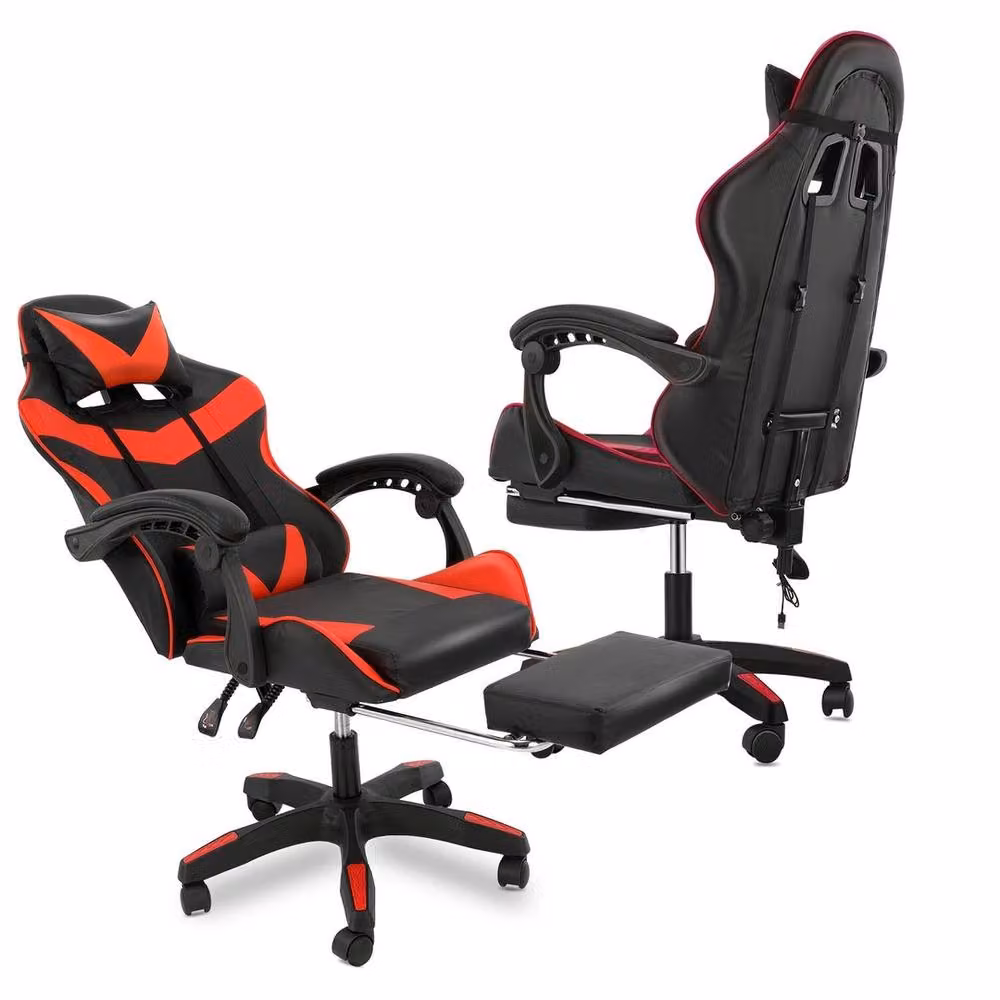 VOGREX Multicolour and Black Synthetic Leather Massage Swivel Gaming Chair with Footrest and Headrest – 3