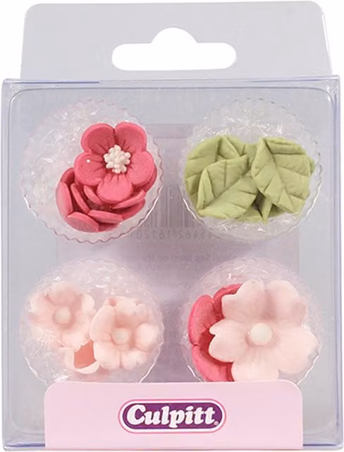 Culpitt Pink Sugar Flowers and Leaves