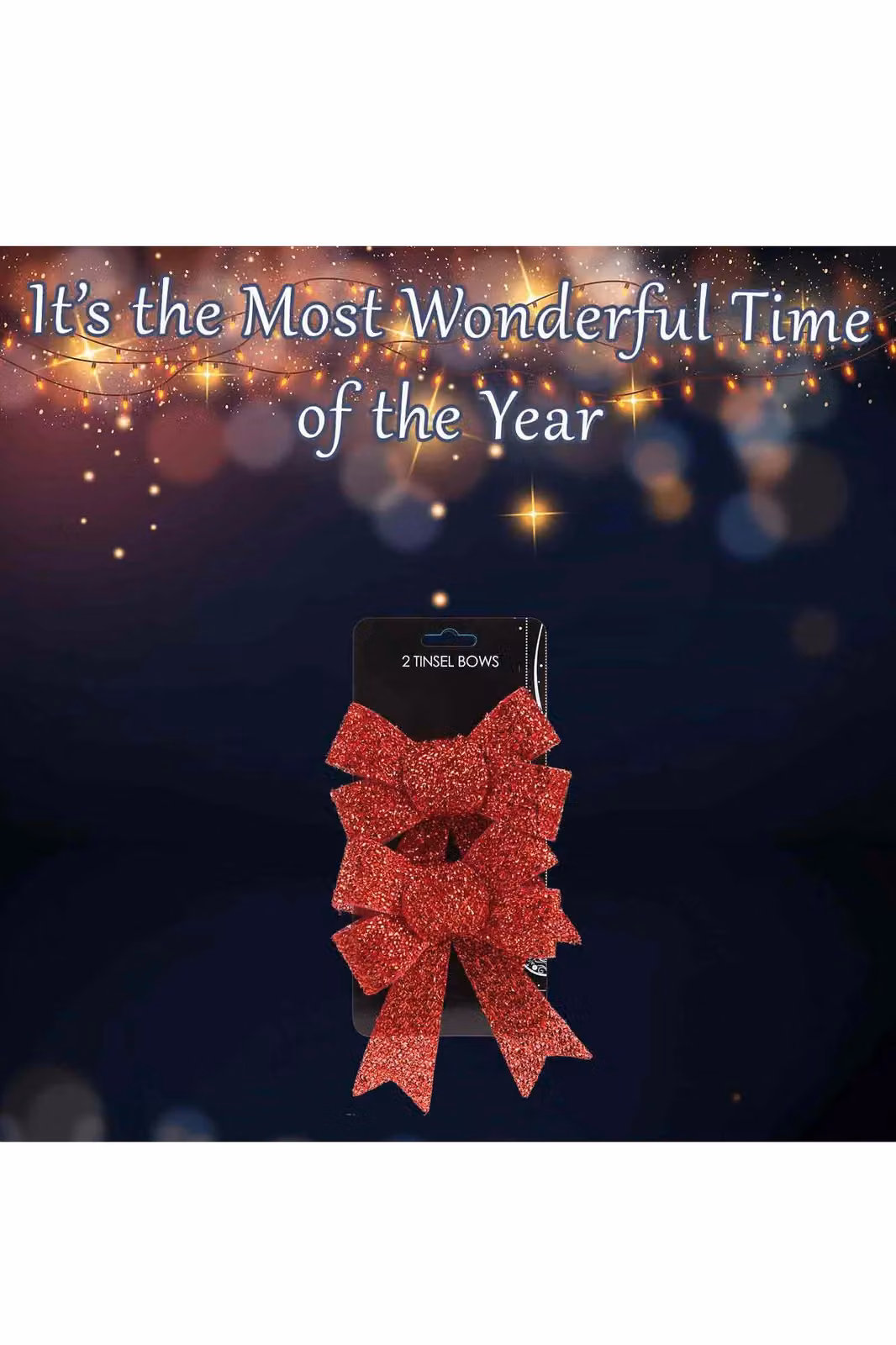 VFM e-Store Red Tinsel Bows, Pack of 2, W/D/H: 13 x 17 x 4.5 cm – 3