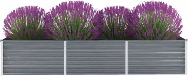 Berkfield Home Garden Galvanised Steel Raised Bed in Grey, W: 240 cm, D: 80 cm, H: 45 cm