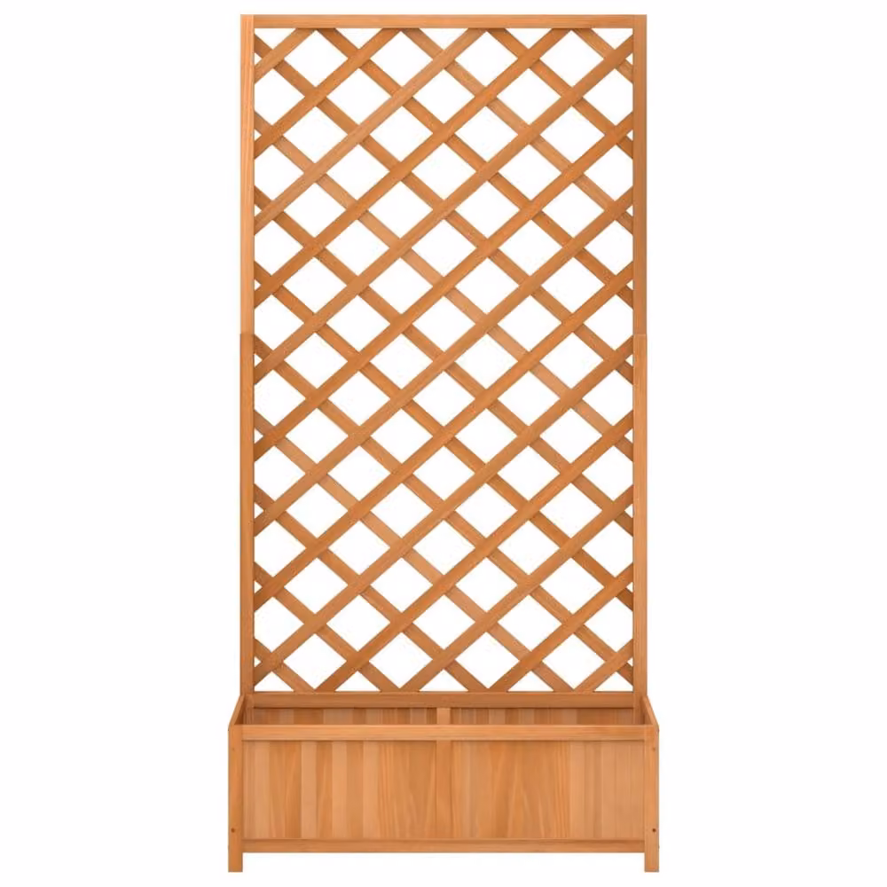 Berkfield Home Brown Solid Wood Planter with Trellis for Climbers – 3