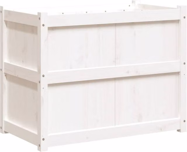 Berkfield Home White Pine Wood Garden Planter Tub, W/D/H: 90 x 50 x 70 cm – 1