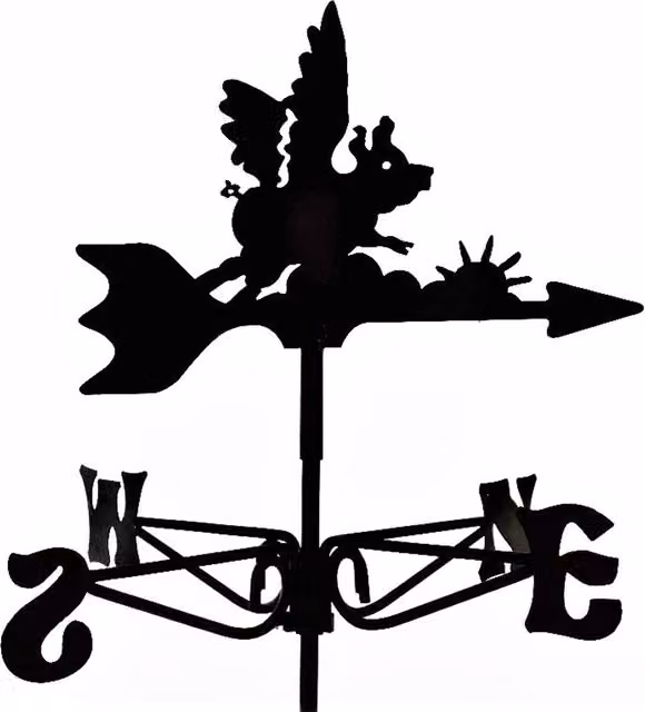 Espira Flying Pig Mini Metal Weathervane in Black