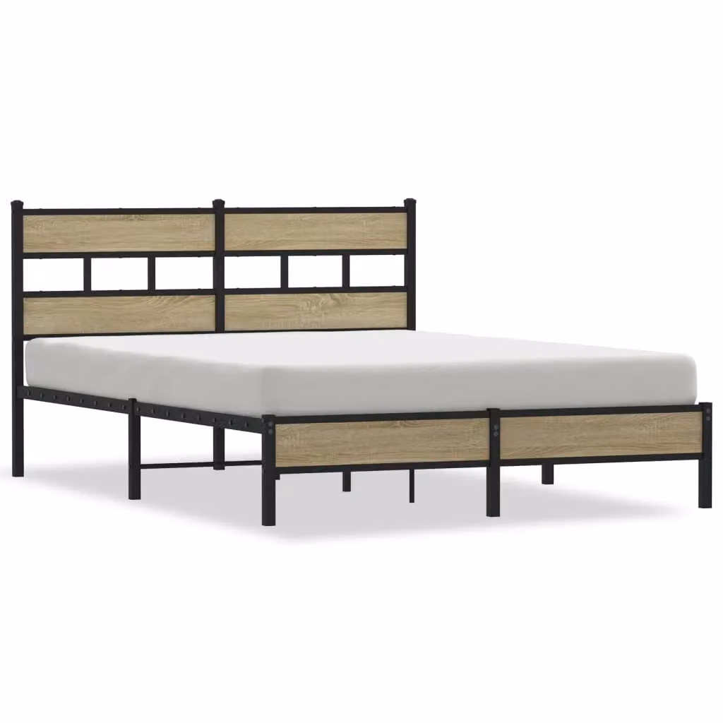 Berkfield Home Sonoma Oak Bed Frame in Brown, W/D/H: 137 x 190 cm – 2