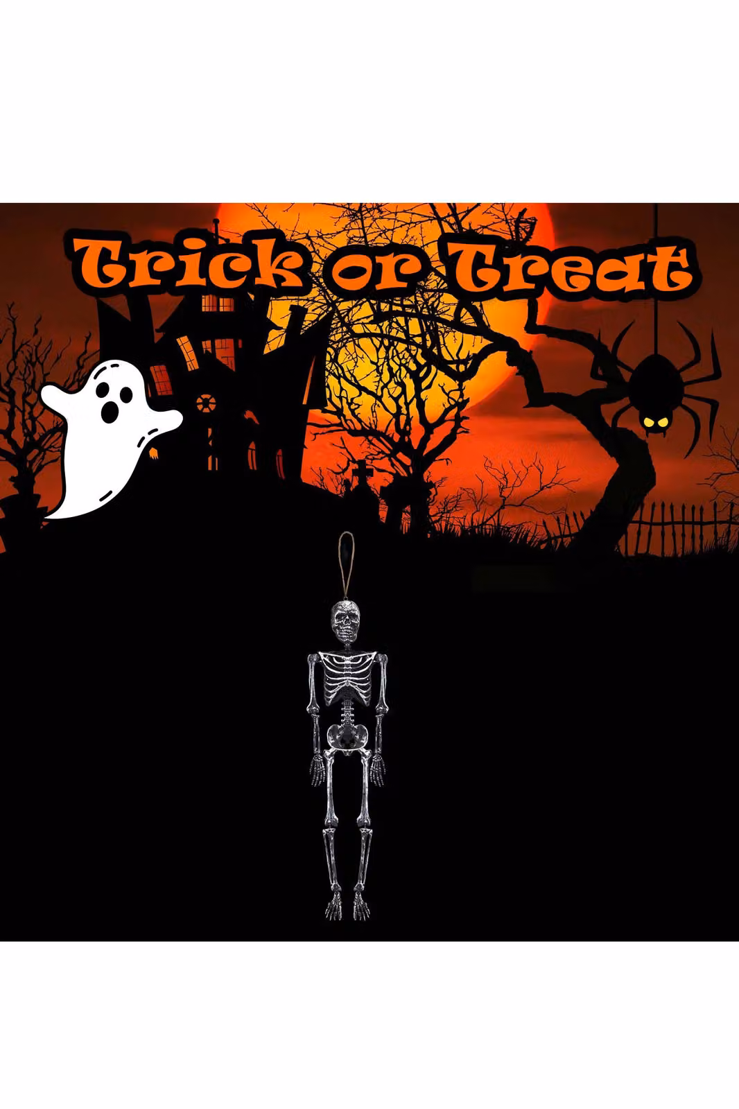 VFM e-Store Silver Hanging Skeleton Halloween Party Decoration, Height: 60 cm – 3