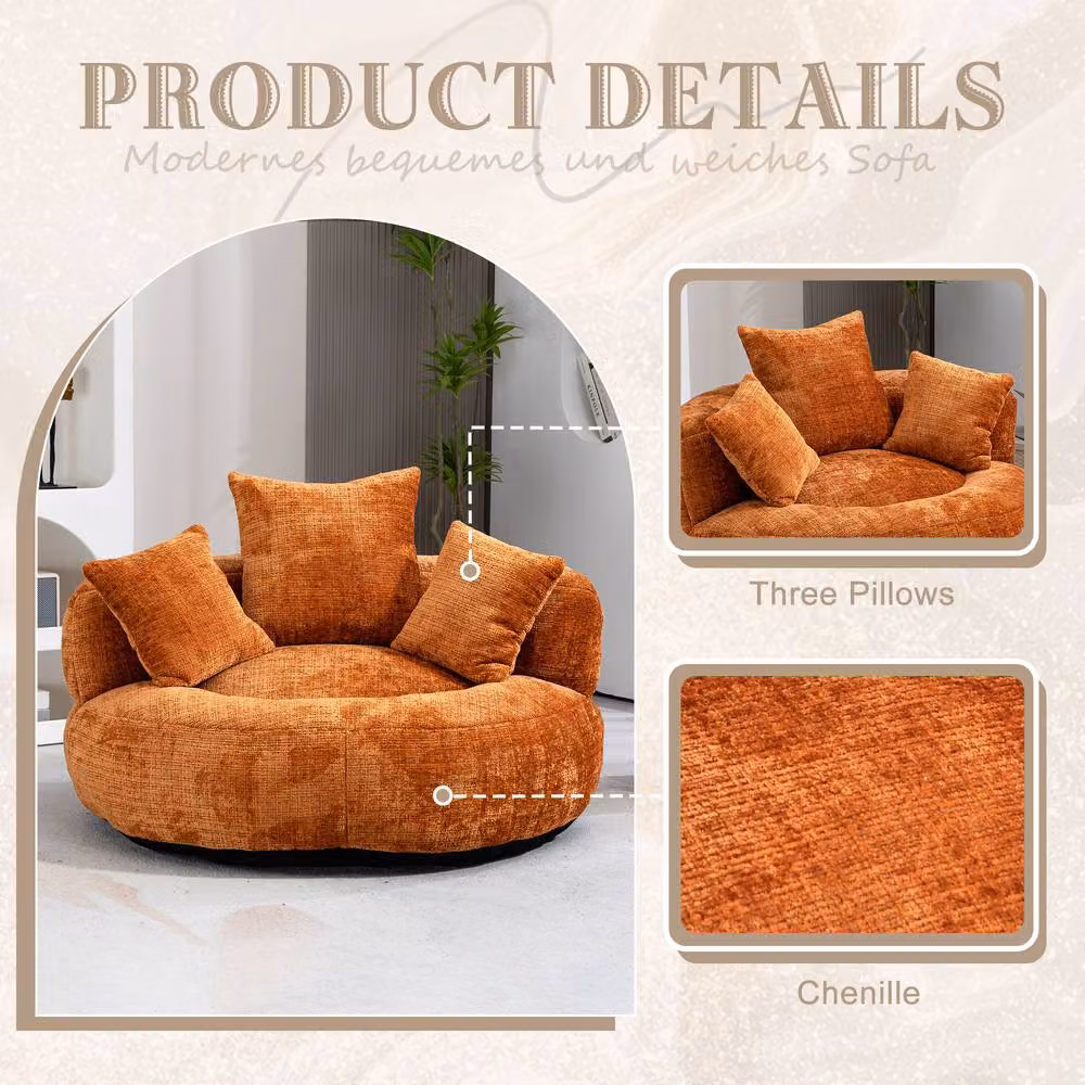 Direct Wicker Orange Chenille High Back Lazy Sofa Bean Bag Chair – 3