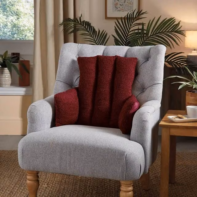 Coopers of Stortford Red Reversible Armchair Cushion in Teddy Fleece and Polyester
