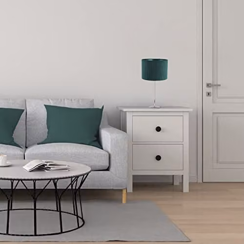 Happy Homewares Modern Round Corduroy Fabric Drum Lamp Shade in Green, W/D/H: 25 x 25 x 18 cm – 6