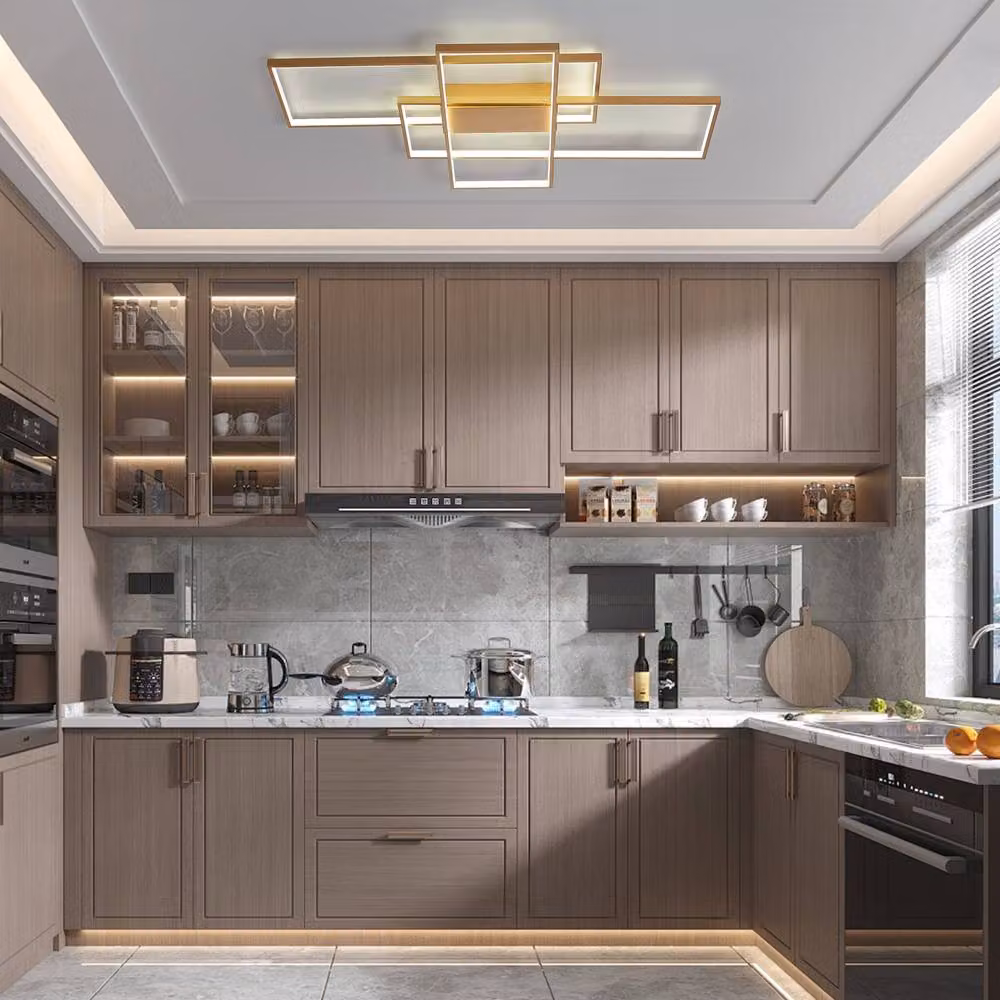 NIVOR Modern Dimmable LED Ceiling Light with Remote Control, Gold/Brass, W: 110 cm, D: 68 cm – 3