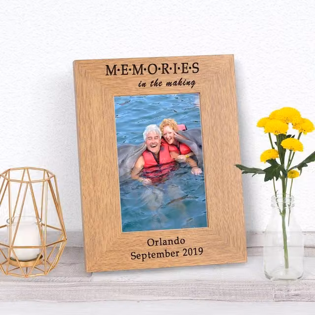 Uniqueful Personalised Memories Modern Rectangular Wood Picture Frame, Brown, 10 x 15 cm