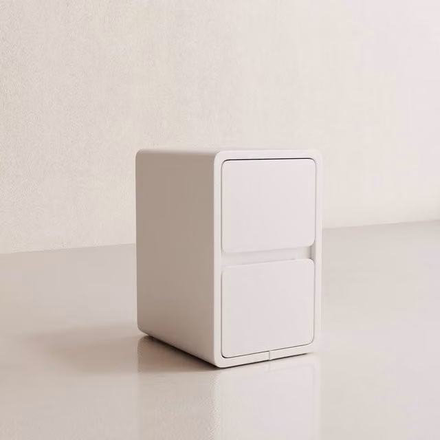 YQJJGL White Slim 2-Tier Bedside Table with Drawer, Solid Wood Nightstand, W/D/H: 30 x 30 x 30 cm