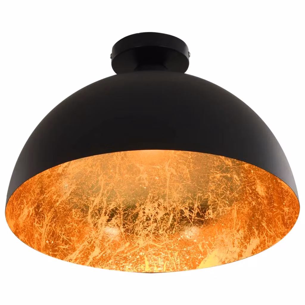 Berkfield Home Set of 2 Modern Semi-spherical Metal Ceiling Lamps in Black and Gold/Brass with E27 Sockets – 3