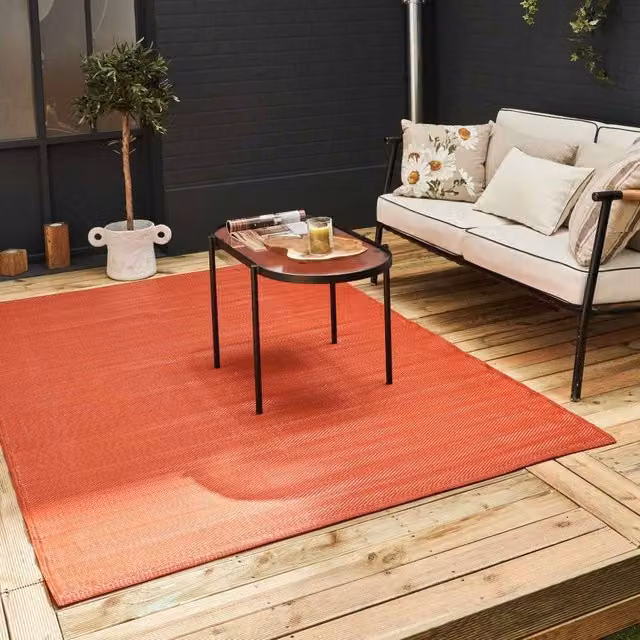 THE RUGS Reversible Weatherproof Outdoor Garden Patio Rug Solid Urban 1000 in Terracotta, W: 240 cm, D: 340 cm