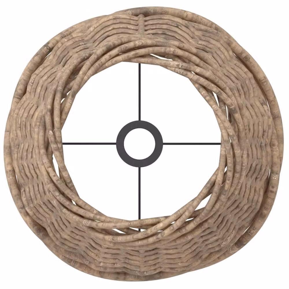 Berkfield Home Round Wicker Lamp Shade in Brown, W/D/H: 15 x 15 x 12 cm – 5
