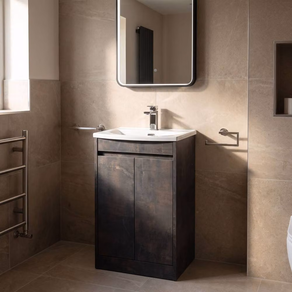 Balterley Chartley 2 Door Floor Standing Bathroom Vanity Unit with Curved Basin in Slate Grey – 3