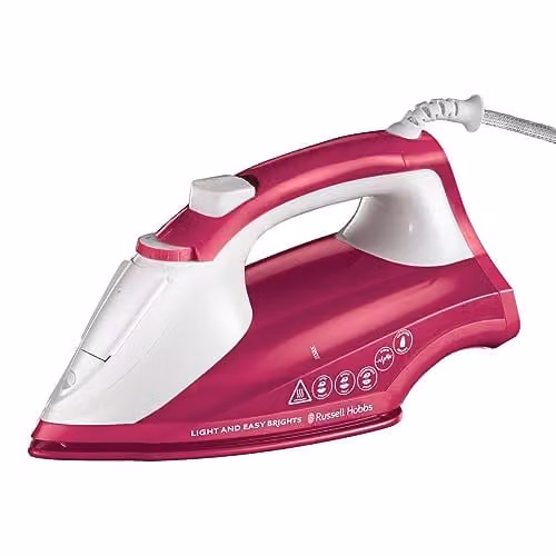 Russell Hobbs Light & Easy Brights Berry Steam Iron in Pink with Ceramic Non-Stick Soleplate, 2400W – 1
