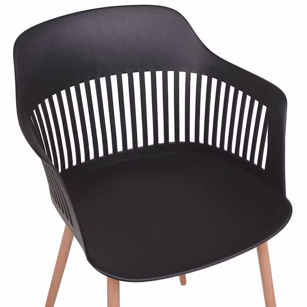 Wyld and Coco Set of 2 Black Synthetic Leather Dining Chairs with Open Back and Metal Legs – 3