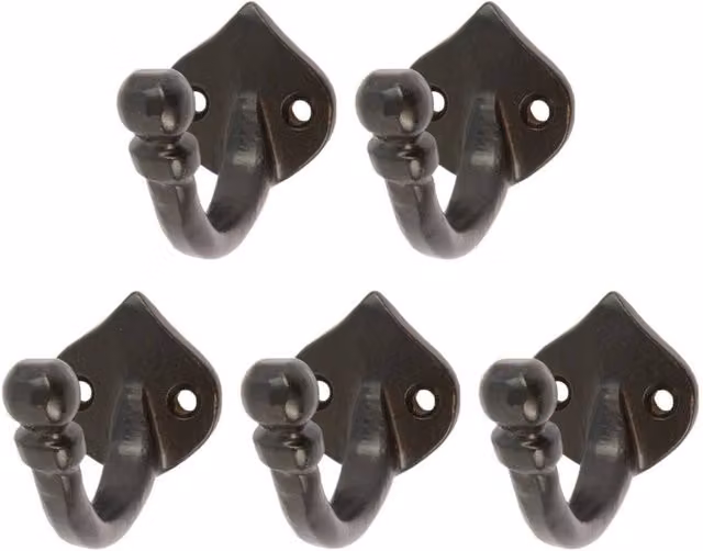 Havendro Set of 5 Arrow Head Cast Iron Wall Mounted Hooks, Black, W: 3.5 cm, H: 4 cm – 1