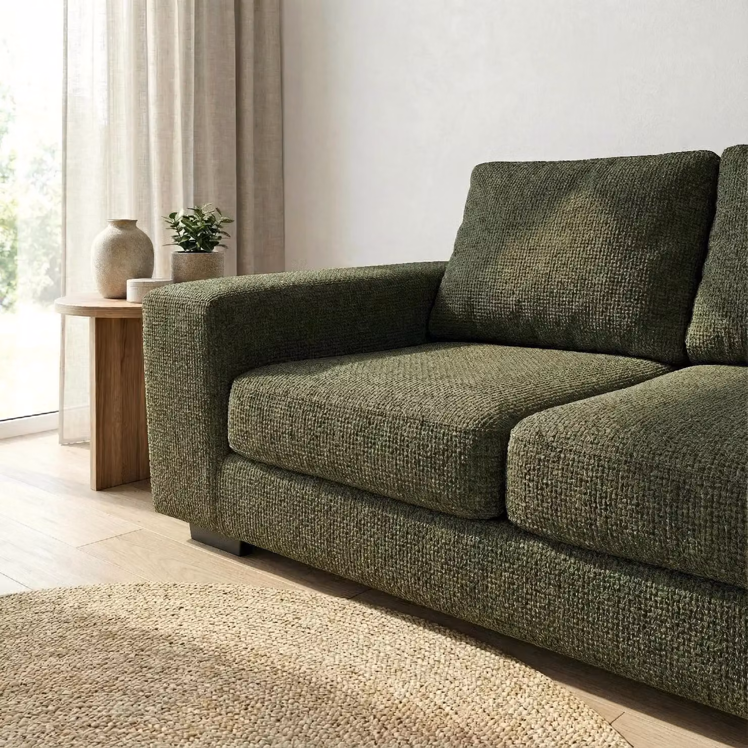 Abakus Direct Boston 3 Seater Upholstered Sofa in Dark Green with Solid Wood Frame – 4