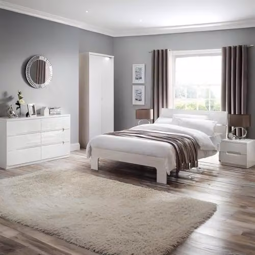 Julian Bowen Manhattan High Gloss Bed Frame, White, W/D/H: 180 x 200 x 86 cm – 3