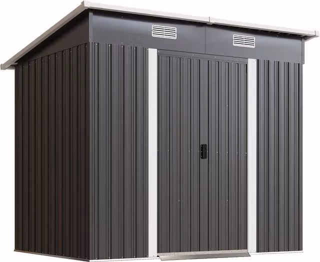 Outsunny Black Metal Lean-to Outdoor Storage Shed with Foundation Kit – 1
