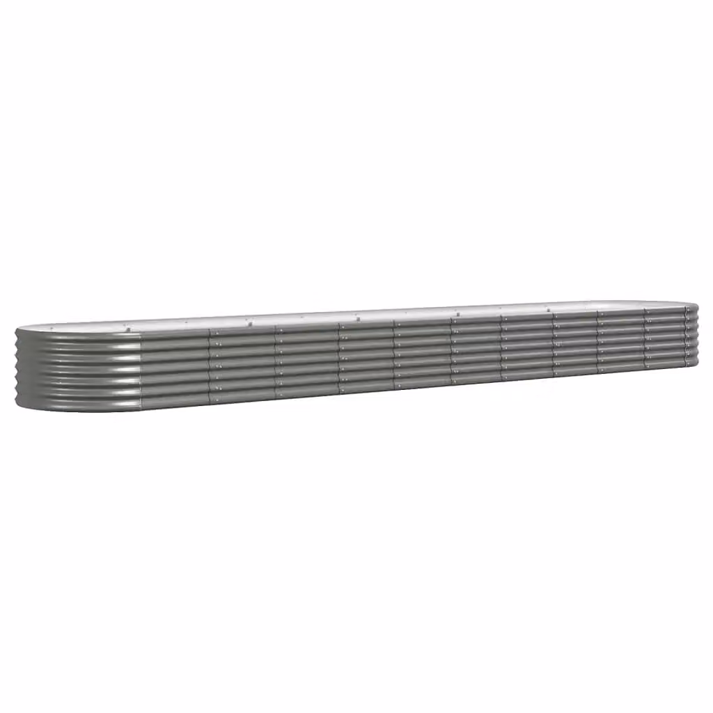 Berkfield Home Garden Powder-coated Steel Raised Bed in Grey, W: 440 cm, D: 80 cm, H: 36 cm – 2