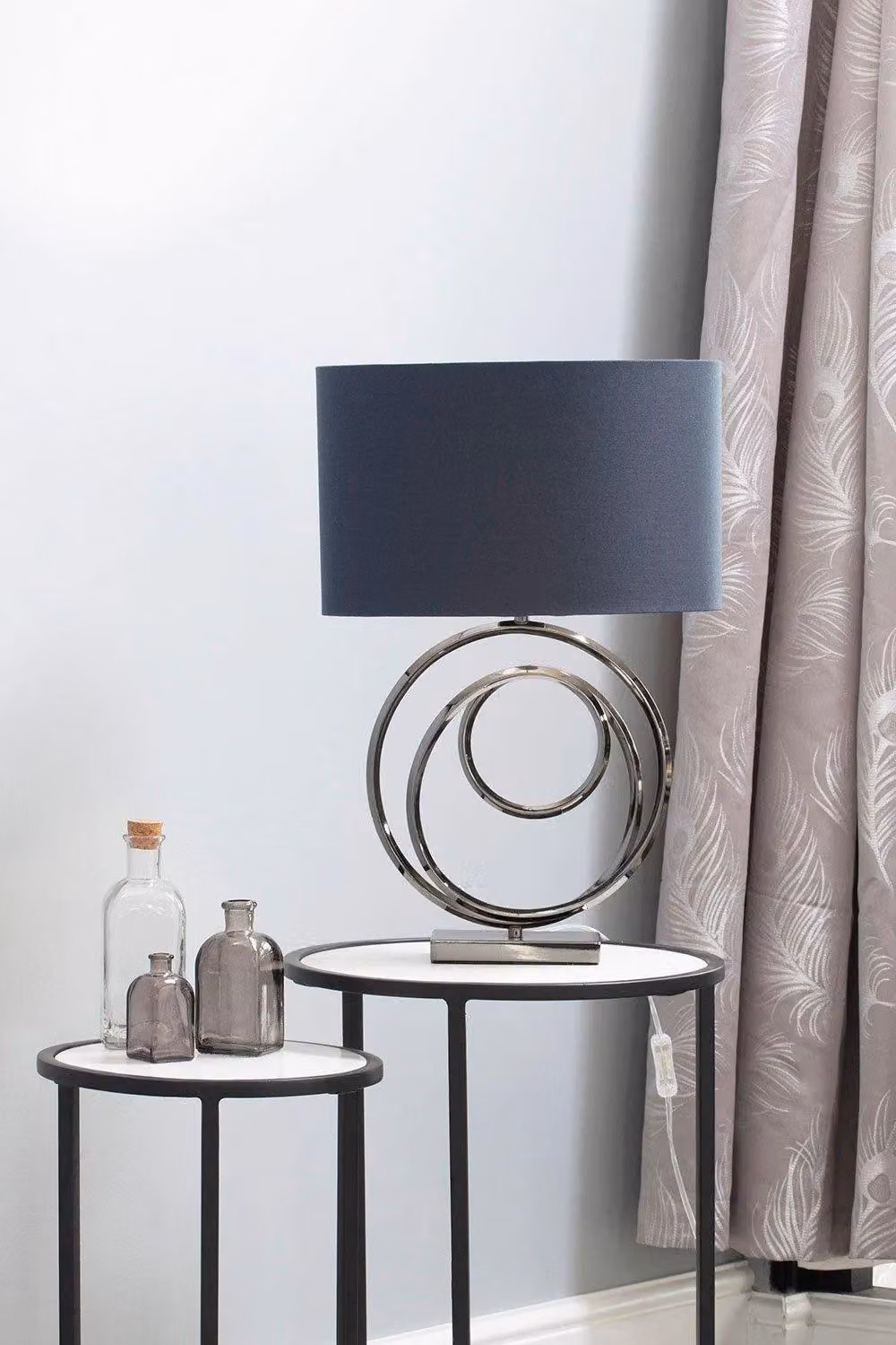 BHS Lighting Saturn Swirl Modern Table Lamp in Silver Metal – 2