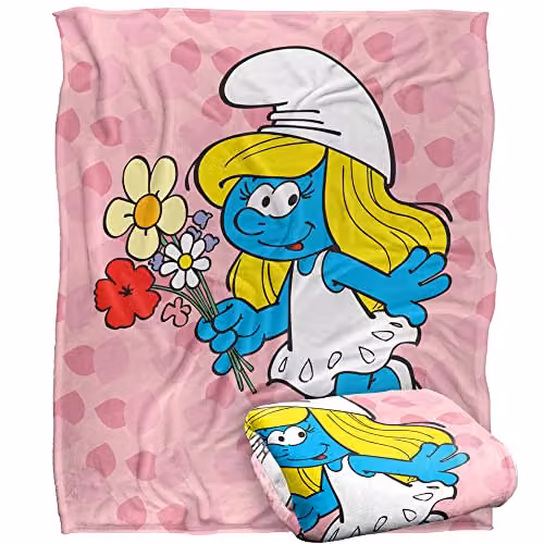 LOGOVISION The Smurfs Smurfette Super Soft Fleece Throw Blanket, White, W: 152 cm, D: 127 cm