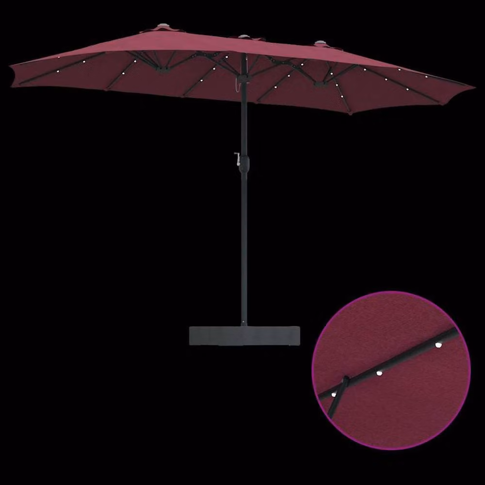 Berkfield Home Modern Folding Garden Parasol in Burgundy Red, W/D/H: 385 x 209 x 244 cm – 5